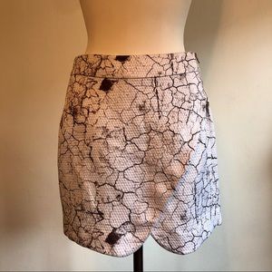 H&M Black and White Marble Print Wrap Mini Skirt